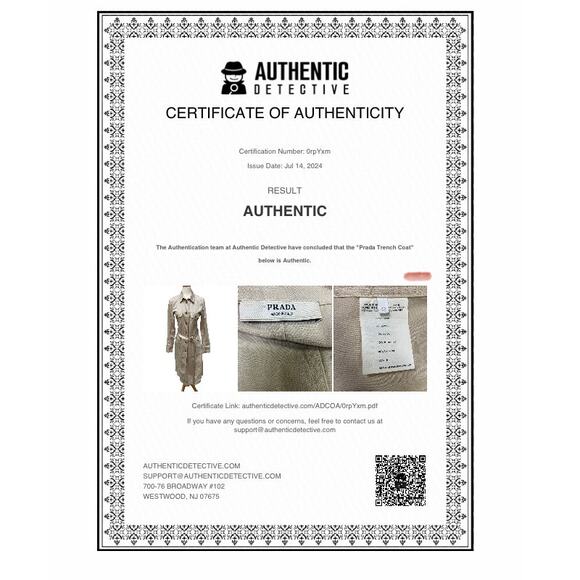 Prada Trench Coat Safari Jacket Sz 6 US Beige Cotton Lightweight Belted Auth. - Picture 6 of 16